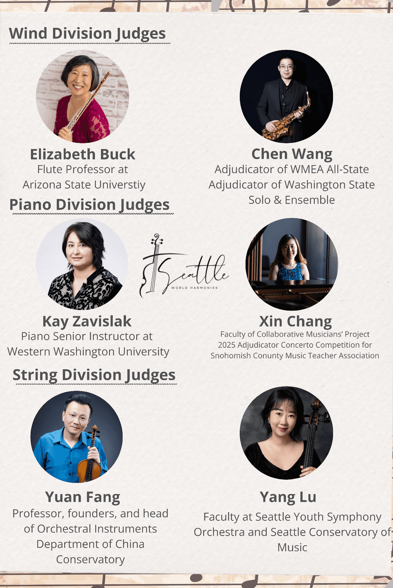 Poster announcing the 2025/2026 World Harmonies International Music Competition jury